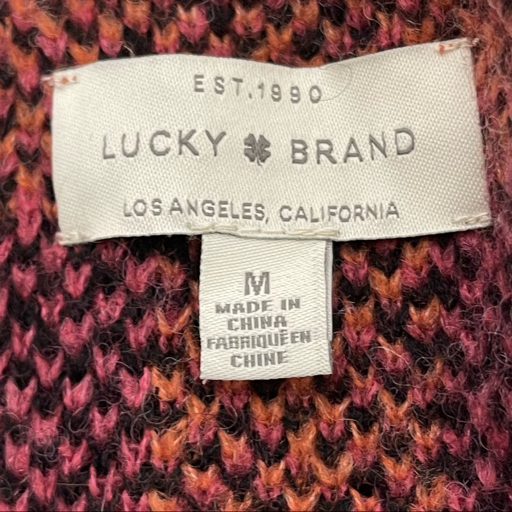 Lucky Brand Wool Blend Open Front Brushed Plaid Oversized Knit Cardigan Sz M - Picture 4 of 14